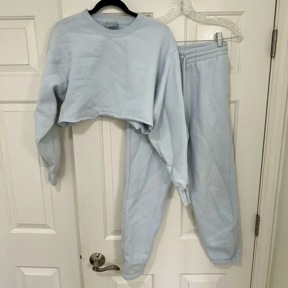 TNA Sky Blue CozyAF Fleece Sweatset - Picture 1 of 8